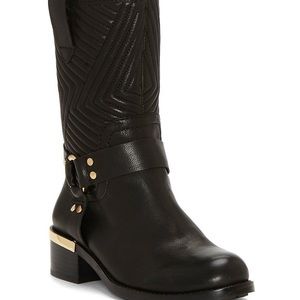 Vince Camuto Leather Moto Block Heel Booties